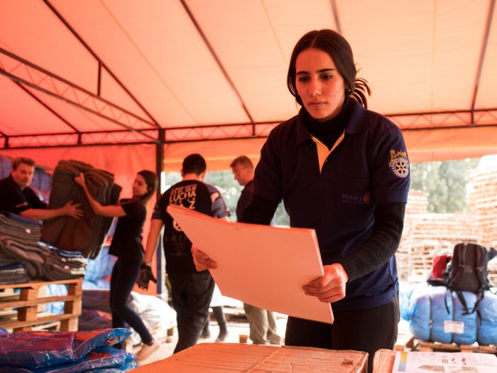 Woman sorting aid in Paraguay