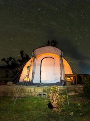 Barbuda tent under starry sky
